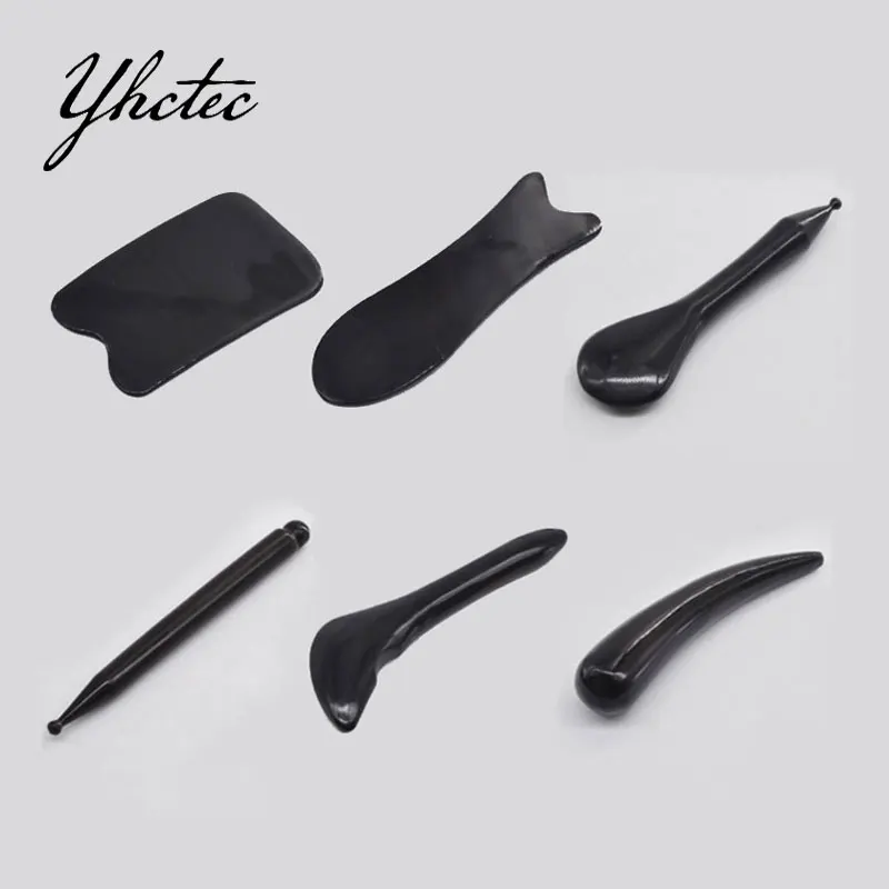 Natural Ox Horn Black Guasha Gouache Scraper Back Neck Face Body Skin Care Massage Tool Anti-stress Health Beauty Massager Hot