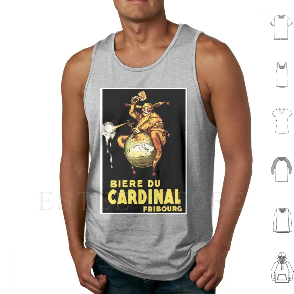 Biere Du Cardinal Beer Achille Mauzan Vintage Art Deco Tank Tops Vest Vintage Retro Old Advertising Wall Art Nouveau Art