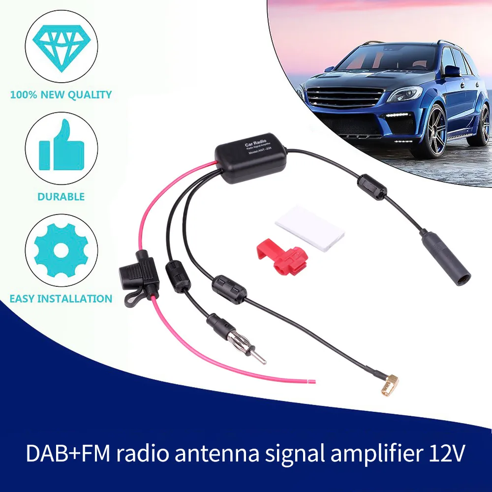 3 in 1 12V Aerial SMA Amplifier DAB FM AM Car Radio Anti-interference Amp Signal Booster Car Antenna 76-108MHZ For Marine Boat