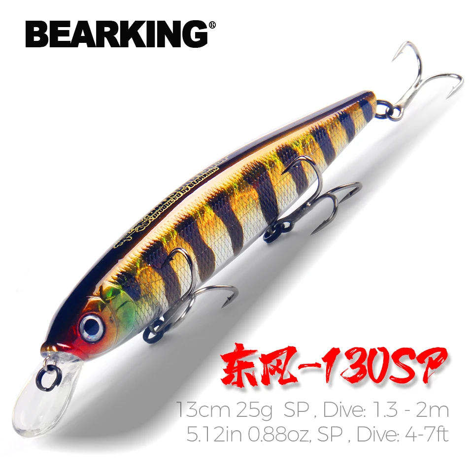 Przynęty wędkarskie Bearking 13cm 25g, kulki wolframowe, dalekie rzuty, nowy model, twarda przynęta, zanurzenie 1.3 - 2m, wysokiej jakości profesjonalny minnow.