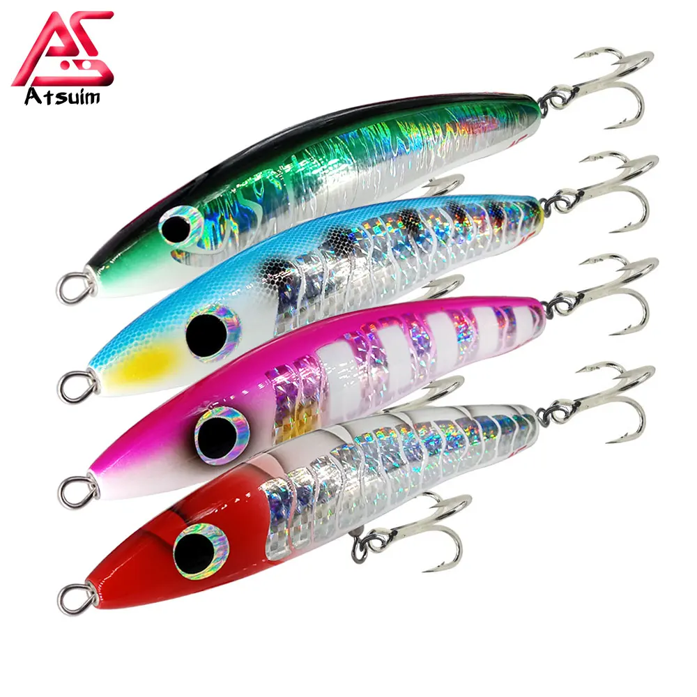AS Swim Trolling Cast Stickbait TopWater Lure Fishing 65g120g Drewniany ołówek GT Tuna Sztuczne pływające woblery do dalekich rzutów