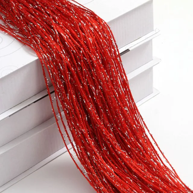 Nieuwe Glanzende Kwastje Zilveren Lijn String Gordijn 100x200 cm Volant Woonkamer Divider Bruiloft DIY Home Decor