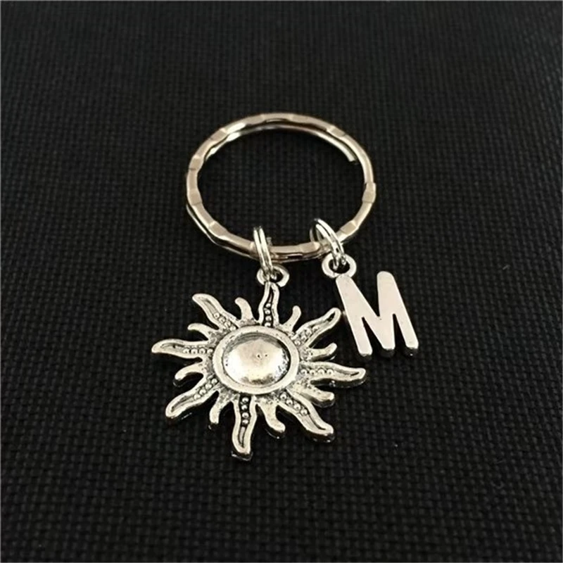 Initial Sun Keychain, Sun Jewelry, Sun Keyring, Sun Pendant, Beach Lover, Nautical, Men's Gift