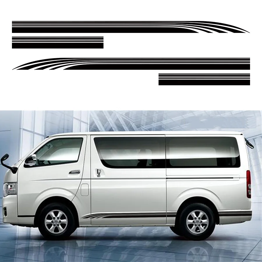 Car Decoration Cool Line Side Door Long Stripe Graphic Vinyl Car Stickers Decal Custom Fit For Toyota Hiace 2015 2016 2017 2018