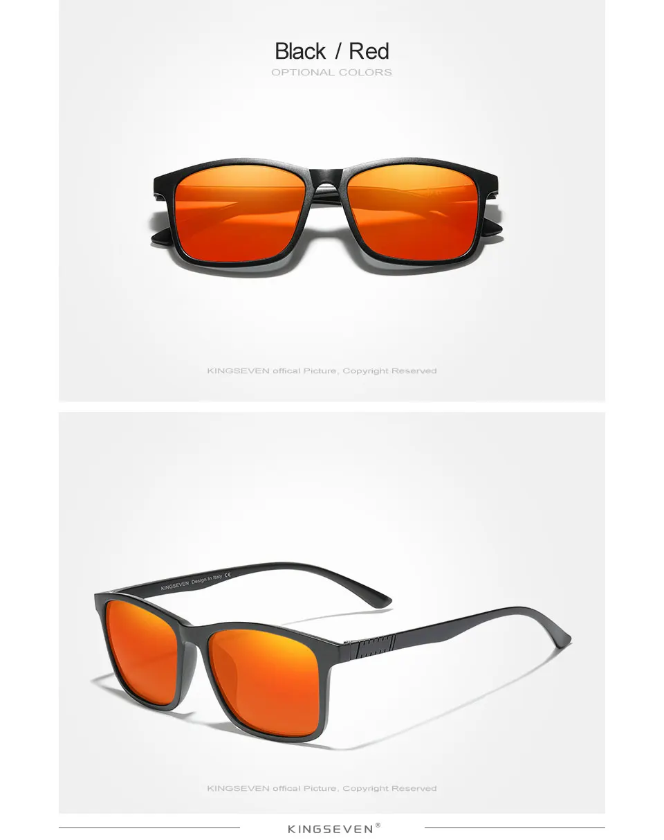KINGSEVEN SQUARE Ultraleichte TR90-Sonnenbrille für Herren, polarisiert, Kat. 3, 1,1 mm dicke Linse, Sonnenbrille für Damen, Sportbrille – Detail 7