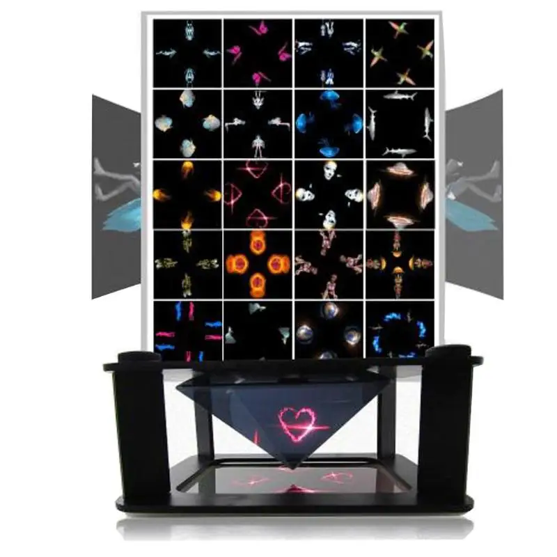 ALLOYSEED Universal 3D Holographic Projector Display Stand Mini Pyramid Hologram Projection Showcase For 3.5-6 inch Mobile Phone