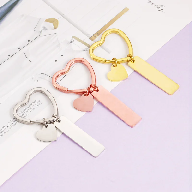 

Stainless Steel Heart Keychain Blanks To Record Metal Heart Keychain Blank For Engraving Mirror Polished 10pcs