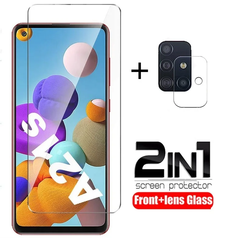 2-in-1 Protective glass for Samsung Galaxy A51 A71 A21s Glass Screen Protector For Samsung A21s A51 A71 M01 M11 Camera Glass