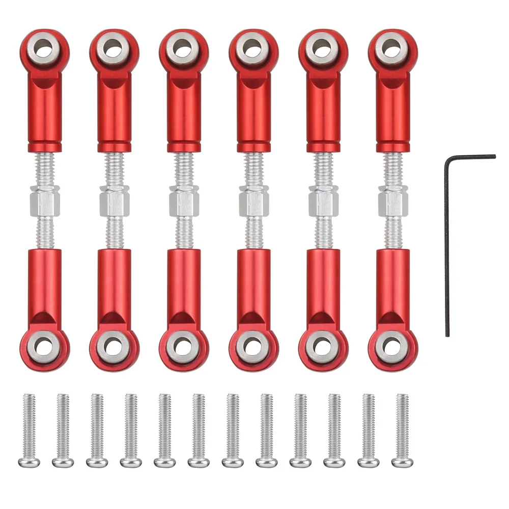 Peças sobresselentes ajustáveis da elevação do alumínio, Metal Linkage Pull Rod, Servo Link, Wltoys 1:18, A949, A959, A969, A979, K929, 6pcs