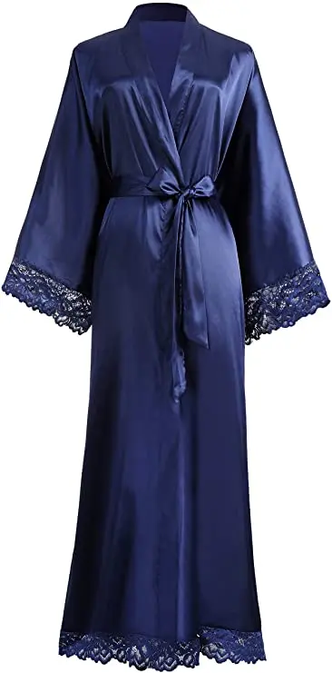 2019 New Silk Satin Lace Robes Bridesmaid Bride Robes Wedding Long Robe Bathrobe Womens Robe Lingerie Robe