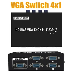 VGA Interruttore 4 IN 1 OUT 1080P 60Hz Segnale di 4VGA In 1 VGA Segnale Fuori 4 Porte Sharer HD Convertitore per il Computer Portatile Desktop Monitor