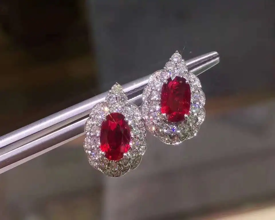 

100% Real Natural Ruby Earrings Real 925 Silver Fashion Earrings Fine Charm Jewelry for Women Earring