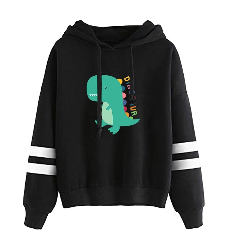 

Dinosaur Cartoon Kawaii Hoodies Sweatshirt Casual Men Women Hooded Pullover Sport Long Sleeve Boys Girls Hoodie Black White Tops