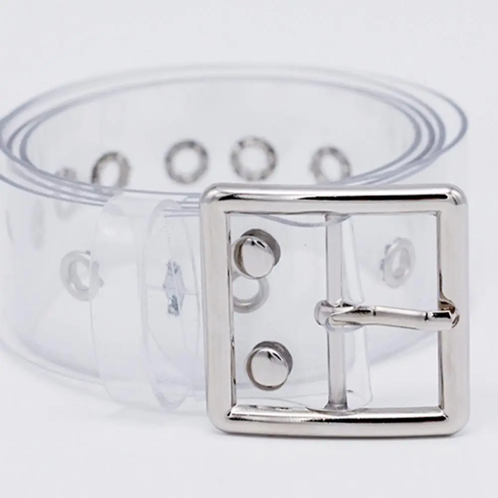 Hot Women Waistband Transparent Unfading Female Adjustable Square Circle Shaped Buckle Pin Daily Life Belts