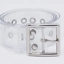 Hot Women Waistband Transparent Unfading Female Adjustable Square Circle Shaped Buckle Pin Daily Life Belts