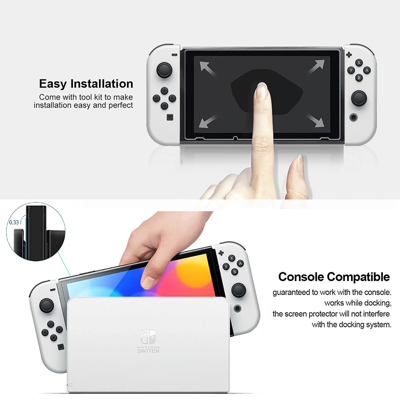 DATA FROG Tempered Glass Screen Protector Compatible-Nintendo Switch OLED Hard Protector Film For Switch OLED Game Console 2023