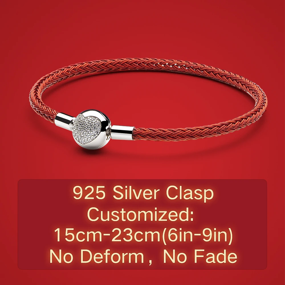 ATHENAIE 925 Sterling Silver Red Enamel CZ Chinese Peaceful Always Tassel Dangle Charms Bracelet