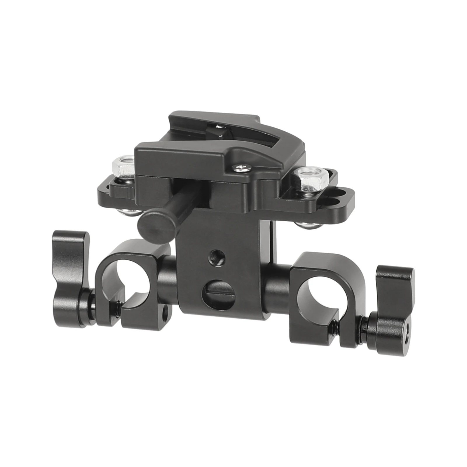 HDRIG-abrazadera de Soporte de doble varilla giratoria de 360 grados, 15mm, con bloqueo en V, adaptador de liberación rápida hembra para fuente de alimentación de cámara DSLR