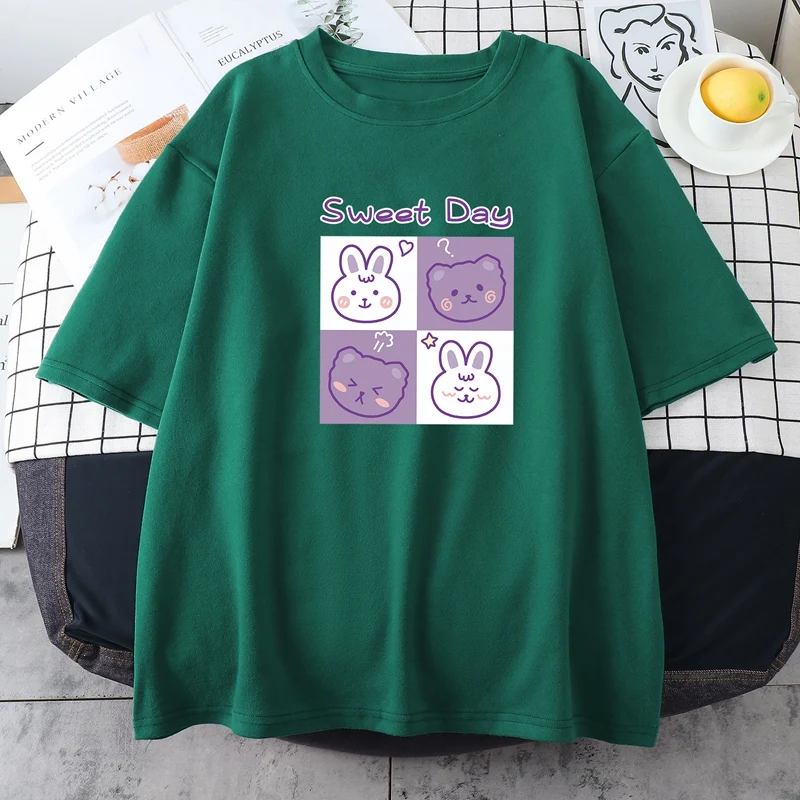 Plus Size 6XL 150KG Summer Sweet T Shirt Short Sleeve O Neck Lady Tops T Shirt Womens Cartoon Printed Female Tees