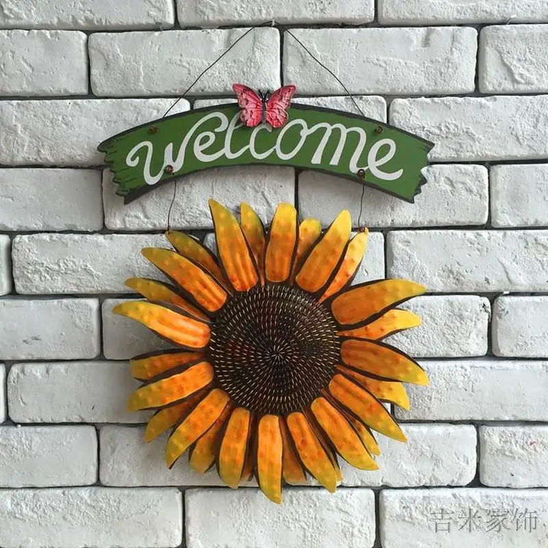 European pastoral style creative living room wall decoration wall decoration sun flower iron ornaments pendant LB40806