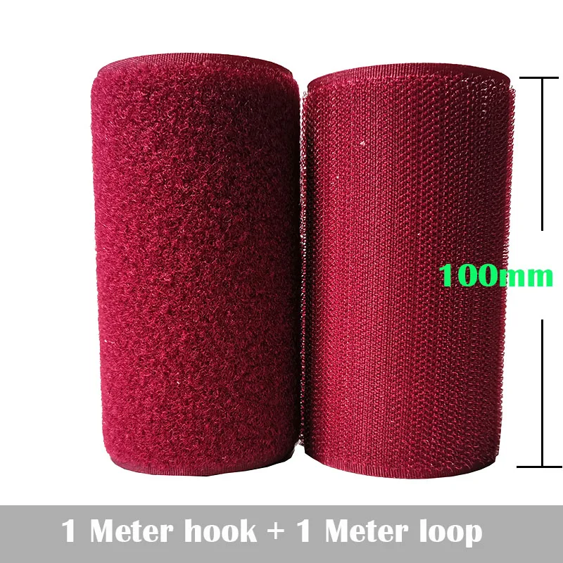 2-10cm  Width Wine red   no adhesive hook loop fastener tape for sewing magic tape sticker  strap couture strip