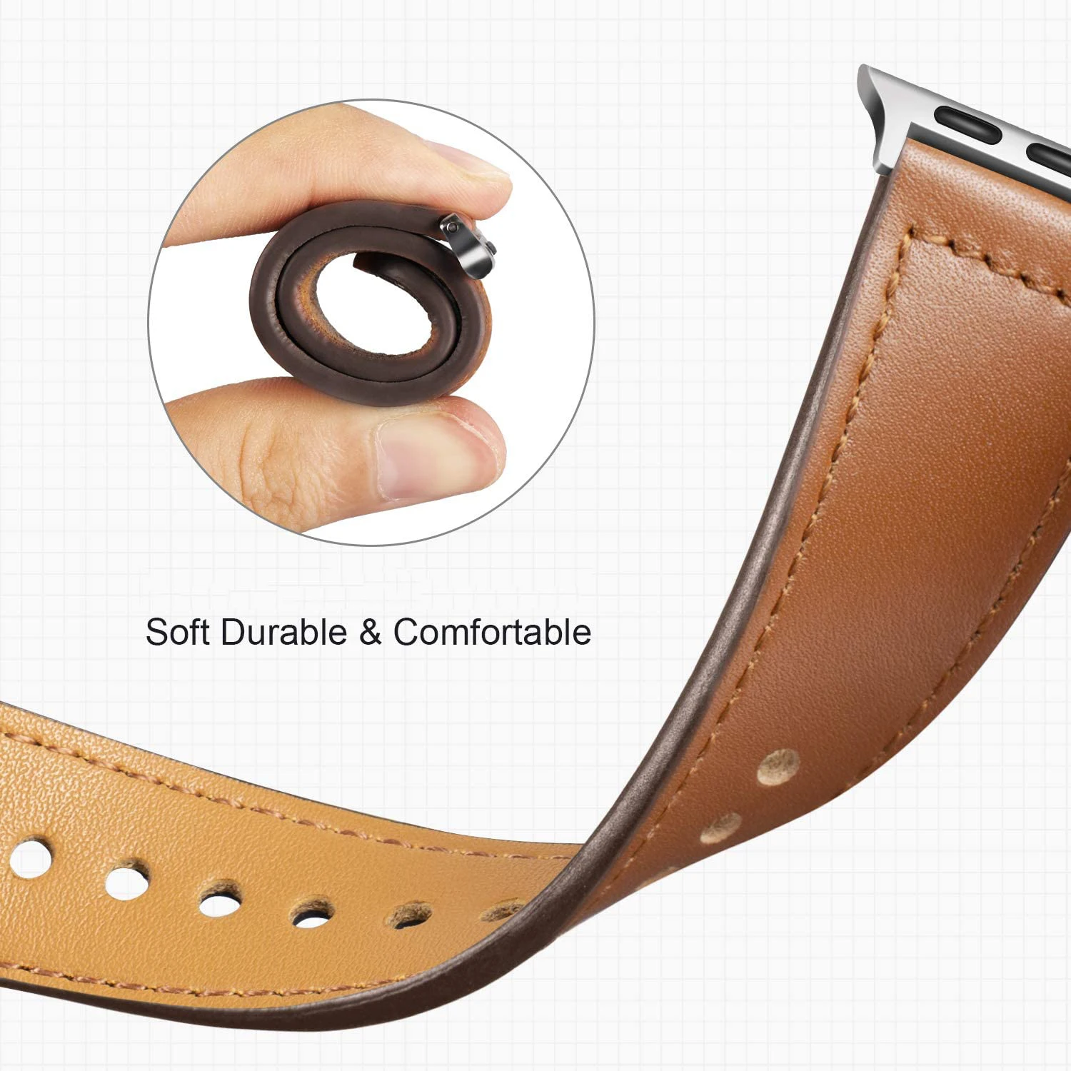 Lederarmband für Apple Watch, Modell Ultra 4, 3, 49 mm, 46 mm/42 mm, 41 mm/45 mm, 44 mm, 40 mm, Armband für iWatch, Serie 12, 11, 10, 9, 8, 7, SE 3. – Detail 5
