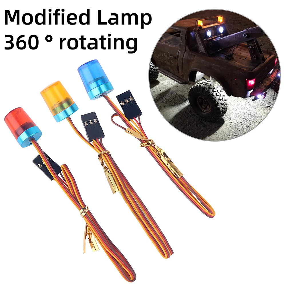 3PCS Ultra Bright LED Flash Lights Alarm Lamp with Strobing-Blasting/Flashing/Rotating for 1:14 RC Tamiya Tractor Police Car