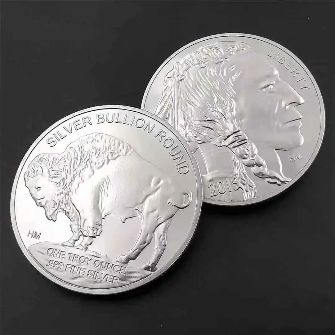 USA Commemorative Coins 1OZ 999 Fine Silver 2015 Liberty Indian/Buffalo Challenge Collectible Souvenir Gifts