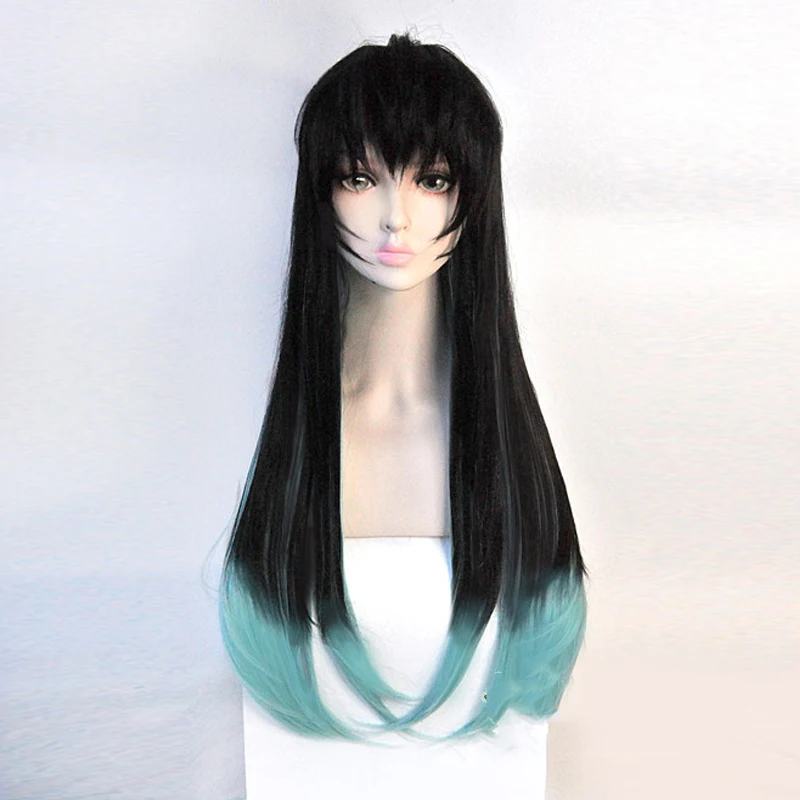 Tokitou Muichirou Wigs Long Gradient Heat Resistant Synthetic Hair Cosplay Wigs + Wig Cap