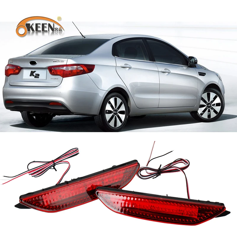 

2Pcs For Kia Rio K2 Sedan 2011 2012 2013 2014 Led Rear Bumper Reflector Car Tail Light Fog Lamp Braking Driving Car Accessories