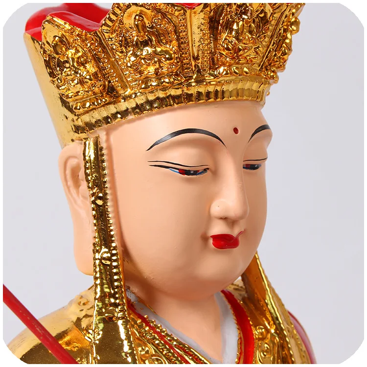 12-Inch Gold-Plated Ksitigarbha Bodhisattva Statue: Resin Glass Sculpture for Chinese Buddhist Home Altar