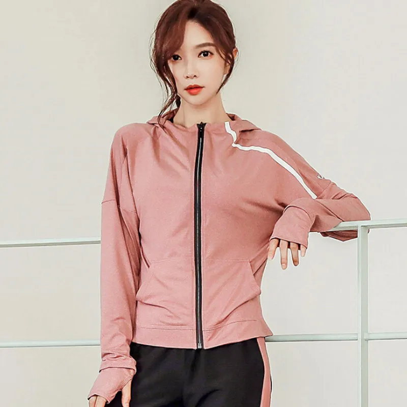 Outdoor sports running women coats quick dry fitness gym jackets long sleeve tops clothing womens training jacket hooded zipper