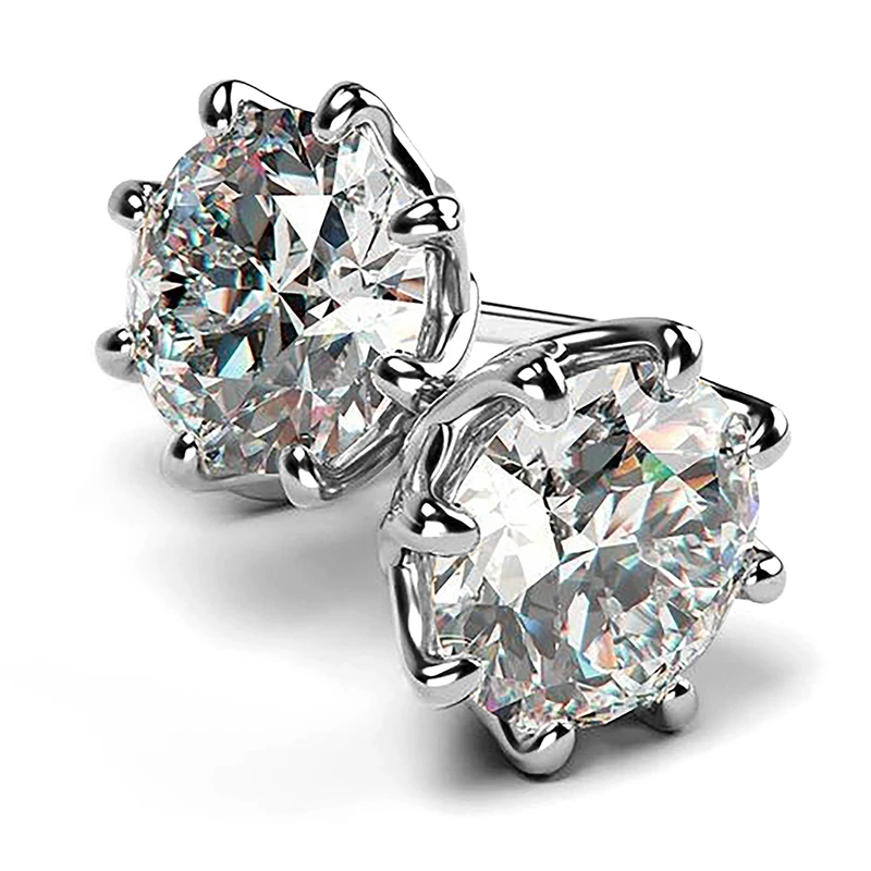 Huitan Crystal 10mm okrągła cyrkonia klasyczne kolczyki dla kobiet olśniewające kobiece eleganckie akcesoria ponadczasowa biżuteria