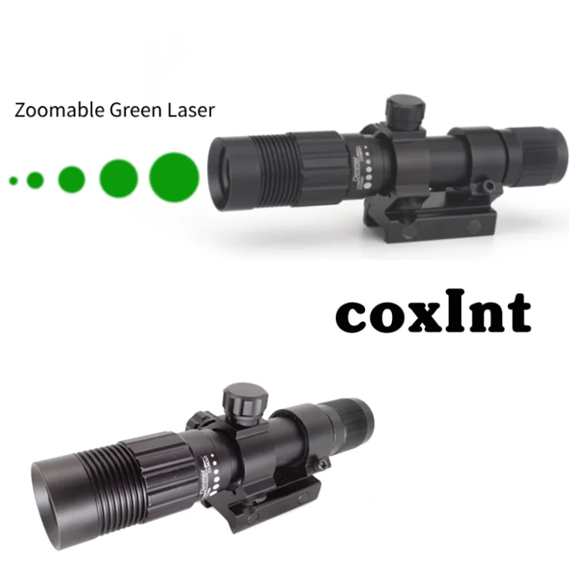 Zoomable Green Dot Laser Aiming Adjustable Green Laser Pointer Installation Battery Light Flashlight Suitable For Hunting Rifle