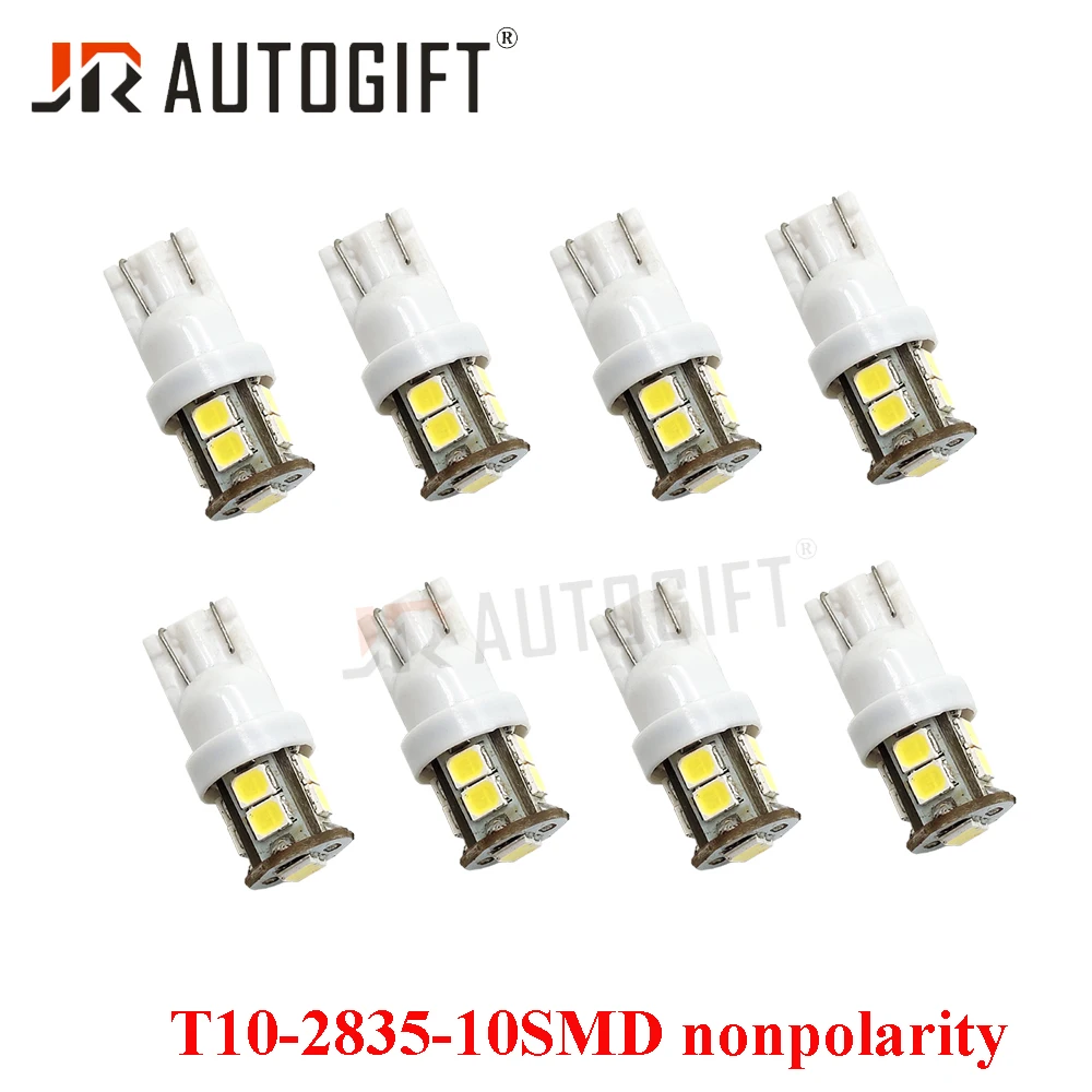 50PCS car styling T10 194 W5W Car Bulb 2835 10SMD nonpolarity  Interior Light Reading Parking Dome Signal Side Light White 12V