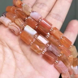 8x11mm Natural Faceted Orange Persian Agates Stone Beads Cylinder Loose Spacer Beads For Jewelry Making DIY Bracelet Necklace