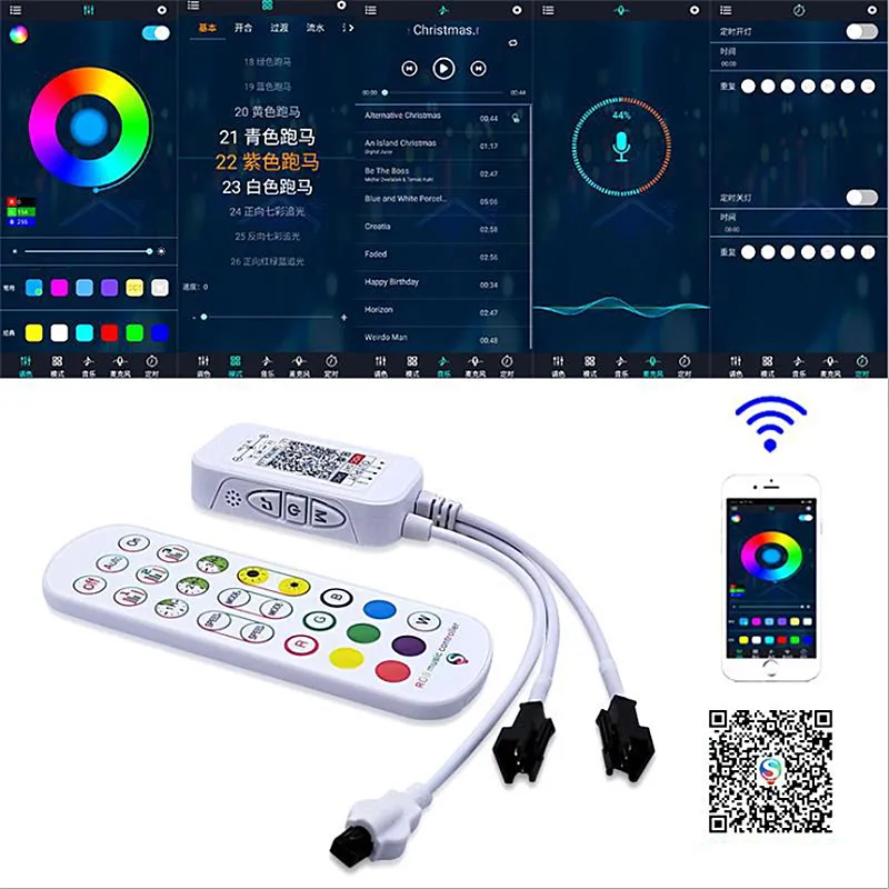 WS2812B Bluetooth Music Controller DC5-24V 38/24/21key IR Remote Controller For WS2812B WS2811 SK6812 Addressable Strip Light