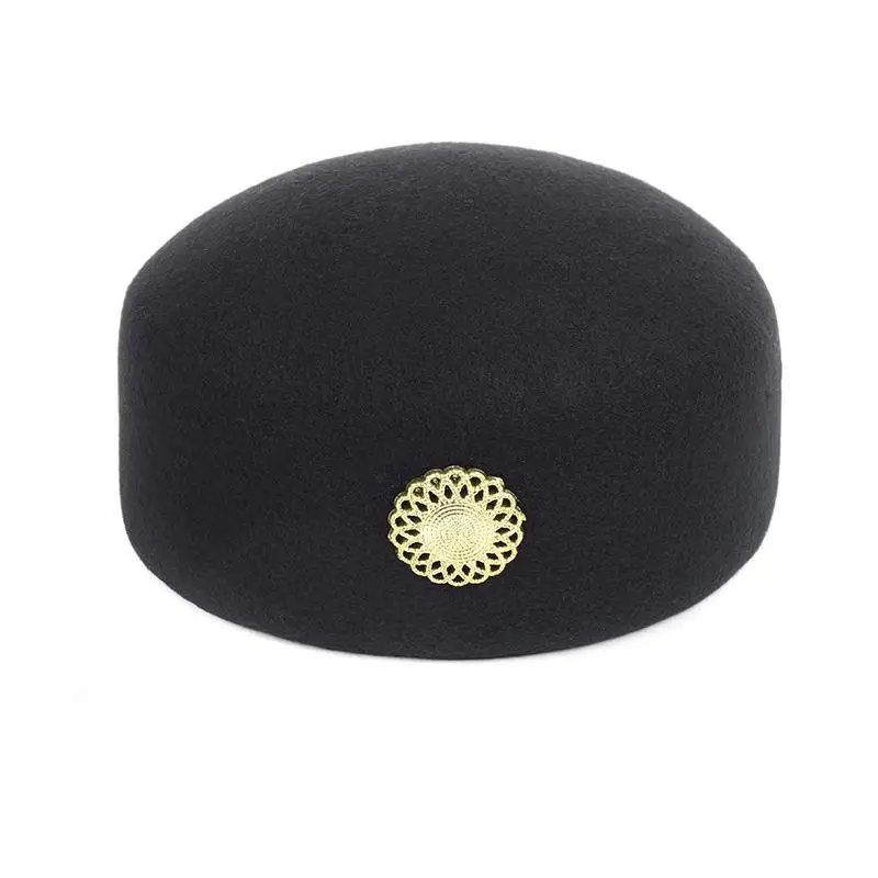 Drum Team Beret Hat For Women Air Stewardess Cosplay Hats Woolen Music Party Cap Modern Dance Cap Festival Supplies