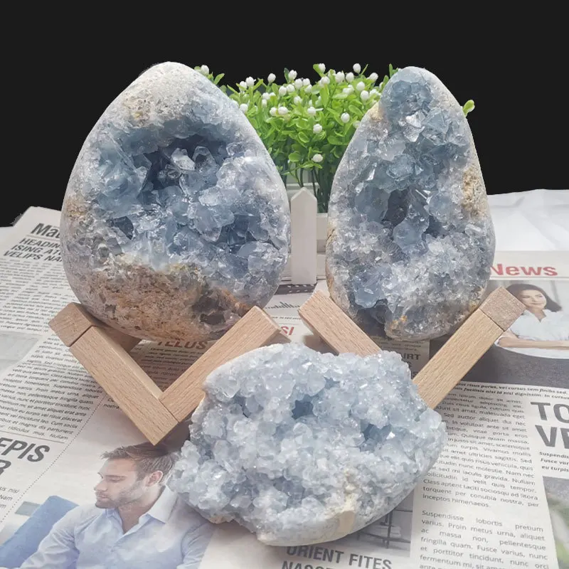 

400-450g Madagascar Natural Celestite Crystal Druzy Cluster Sky Blue Geode Mineral Specimen Home Decor 1pcs