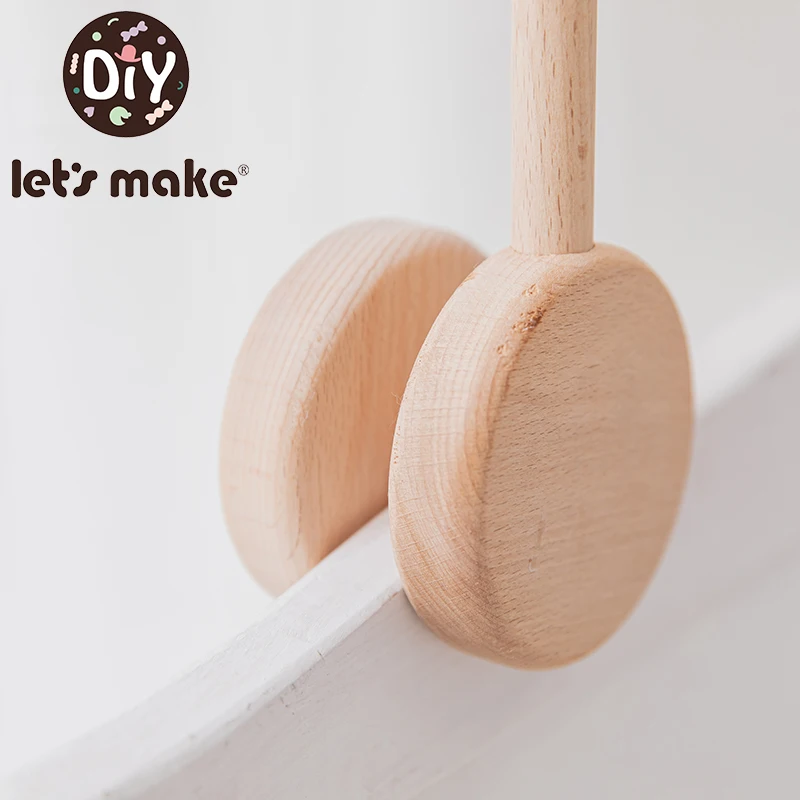 Let\'s Make Baby Wooden Bed Bell Bracket Mobile Hanging Rattles Toy Baby Crib Wood Toy for 0-12 Month Baby Newborn Holder Arm