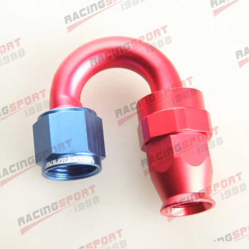 -8 AN AN8 180 Degree Reusable P-TFE T-eflon Swivel Hose End Fitting Red/Blue