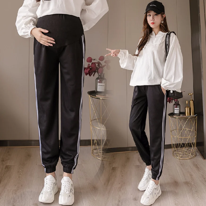 plus size 2XL Maternity loose Pants For Pregnant Women Casual Clothes Pregnancy Trousers Ankle Pants Black Pocket Clothing