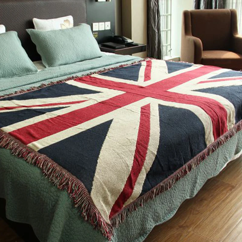 

Cotton Carpet Thin Blanket"British Flag"Throw Mat Sofa Towel Blanket Bed Cover Living Room Bedroom Felts Tapestry 130X180 CM