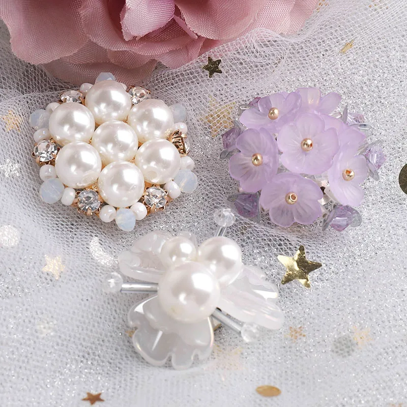 1Pcs Pearl Rhinestone Magnet Buttons Vintage Metal Button Alloy Diamante Flower Crystal Buttons DIY Brooch Clothing Decoration