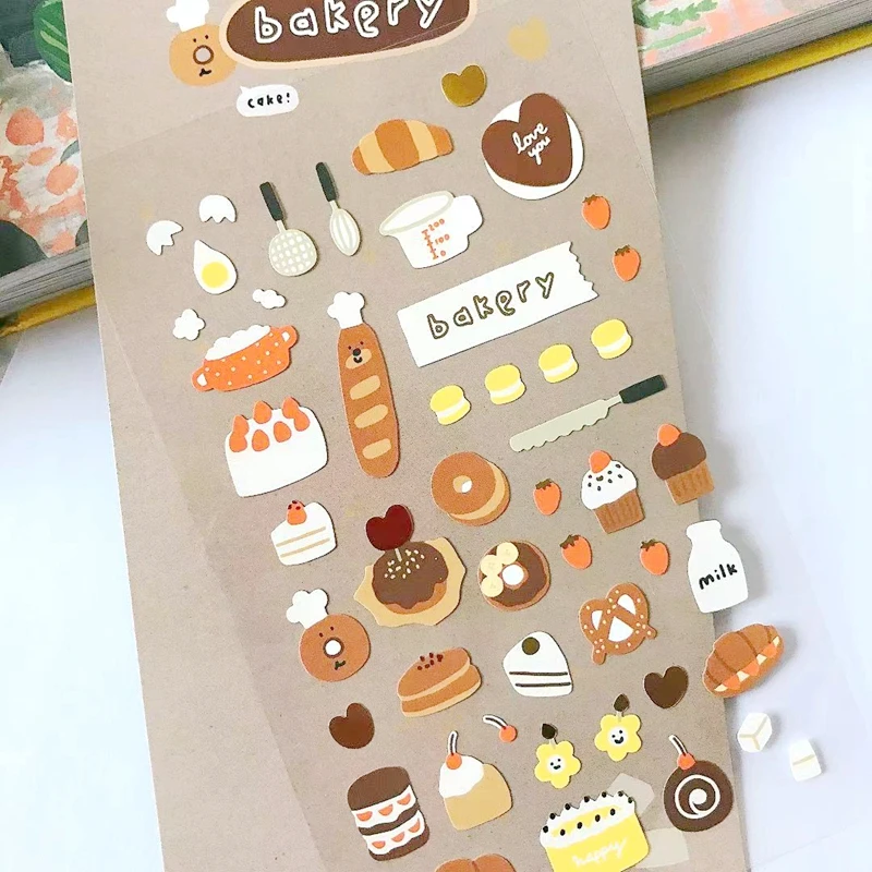 Korea naklejki do dziennika Scrapbooking materiał piekarnia ciasto naklejki DIY pamiętnik Deco biurowe akcesoria Hobby zapasy rzemieślnicze