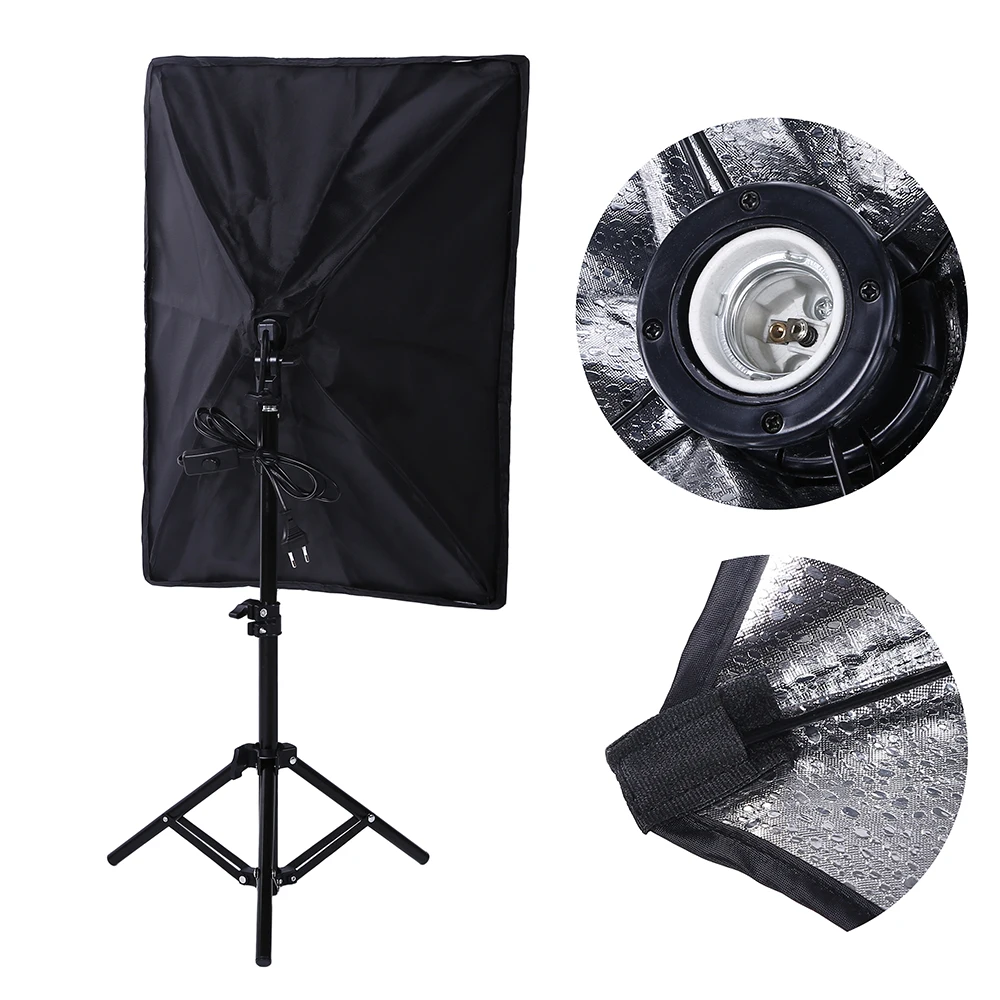 Photography Lighting 2m Light Tripod stand + Photo Studio Soft box +50W Dimmable LED lamp Bulb For Camera Phone Video Shooting