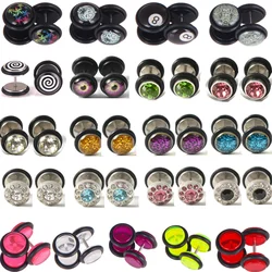 1pair Acrylic/stainless Steel Rings Fake Ear Plugs And Tunnels Ear Piercing Fake Ear Stretches Expander Punk Piercing Jewelry