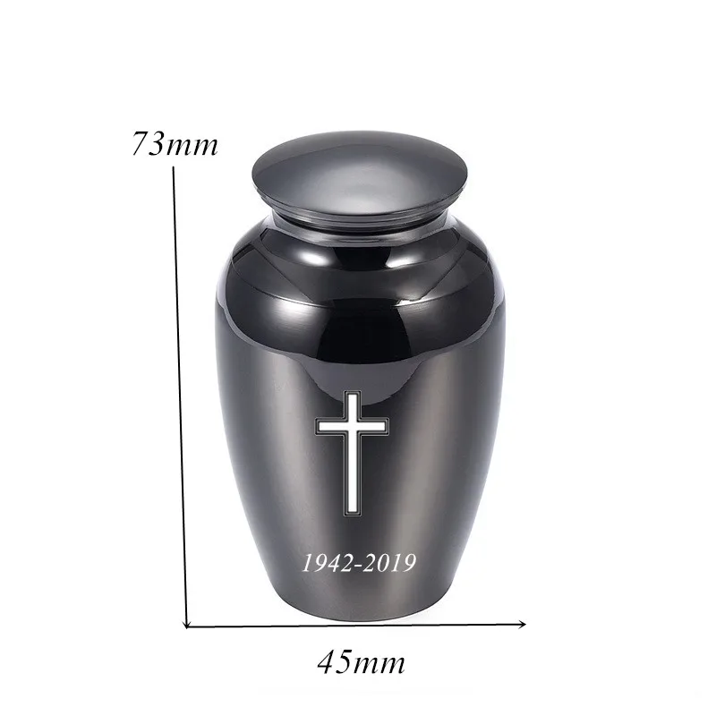 

Grace and Mercy Cross Engraved Cremation Urn for Human Ashes-Custom Date Stainless Steel Mini Keepsake Urn for Ashes