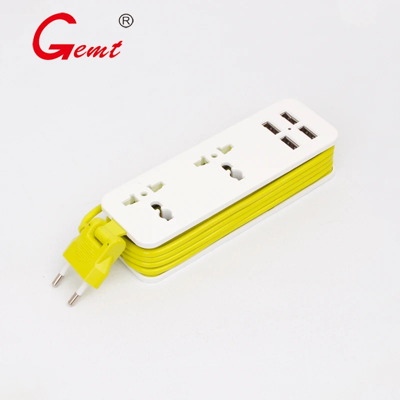 EU Plug Extension Socket Portable Travel Power Strip Surge Protector With 4 USB 5V 2A Smart Phone Charger Wall Desktop Hub