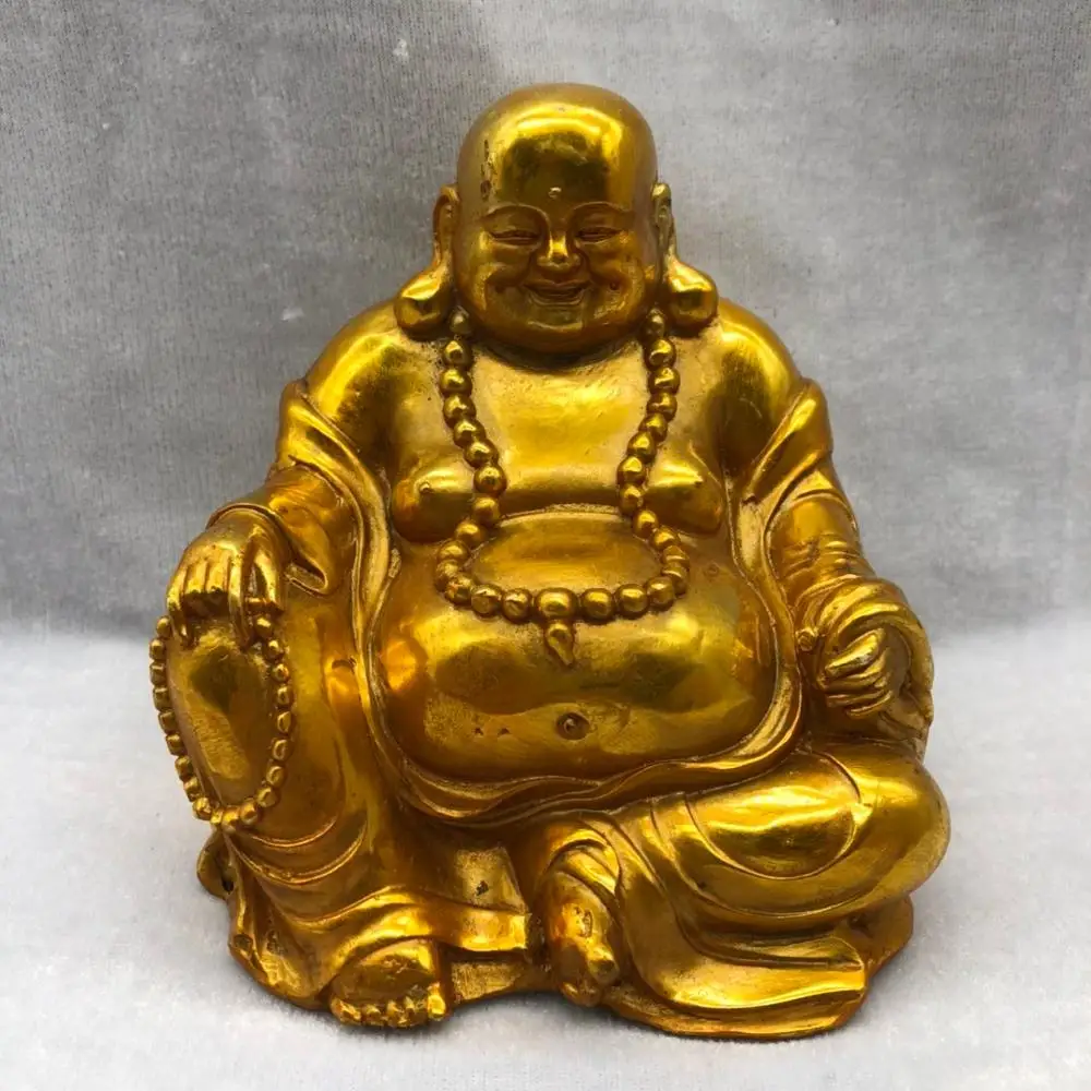 

Exquisite Brass Gilded Maitreya Laughing Buddha Home Decoration